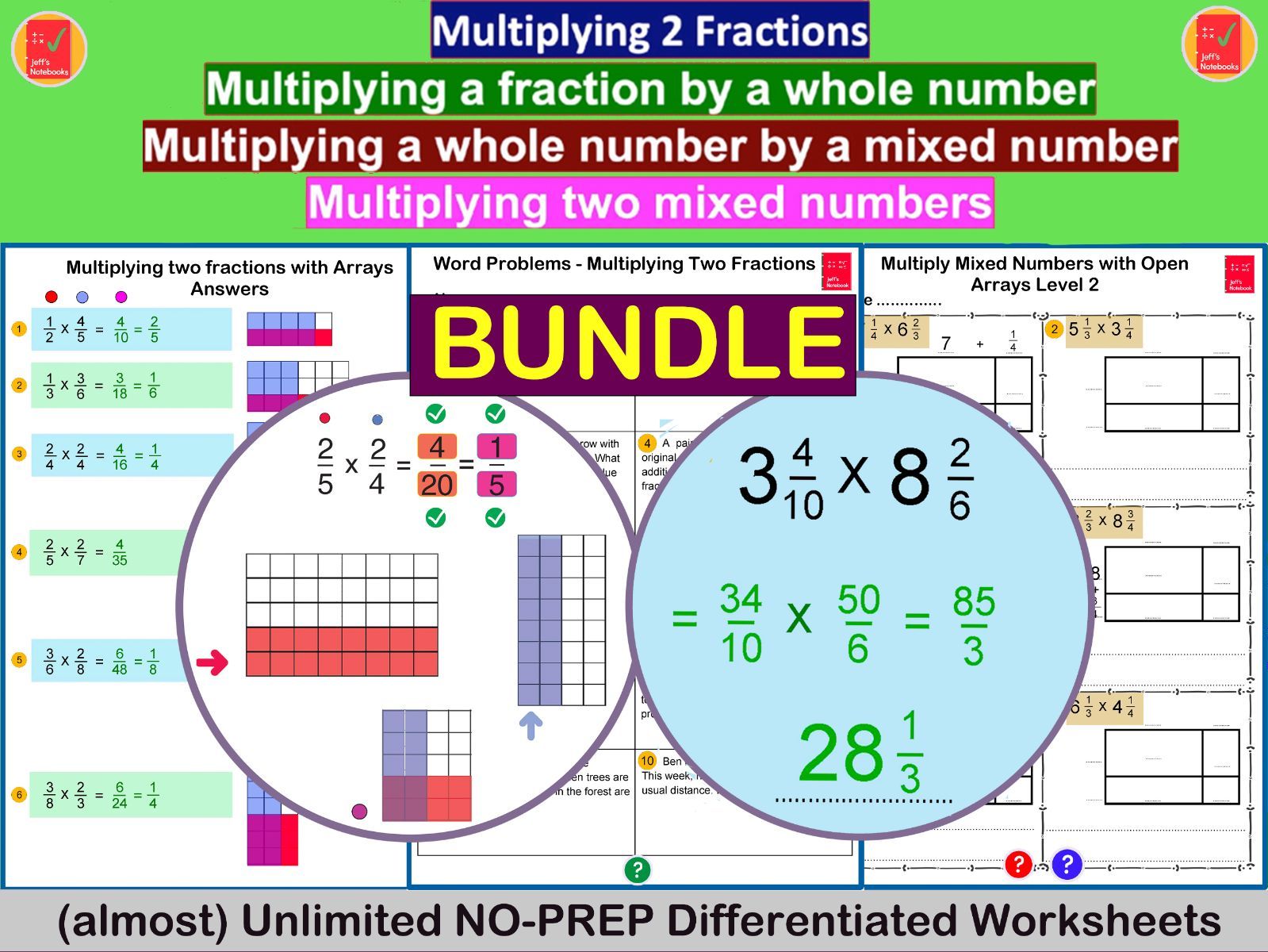 Multiplying Fractions Year 5 +