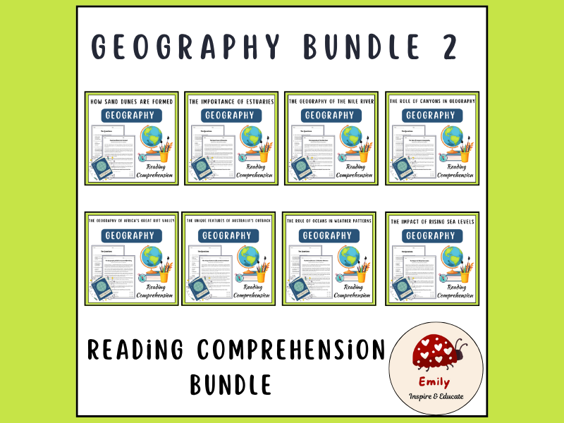 Geography Reading Comprehension Passages & Questions Worksheets Bundle#2