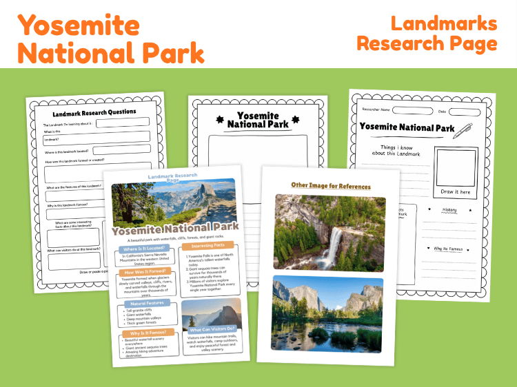 Yosemite National Park Research Project | Landmark Worksheets