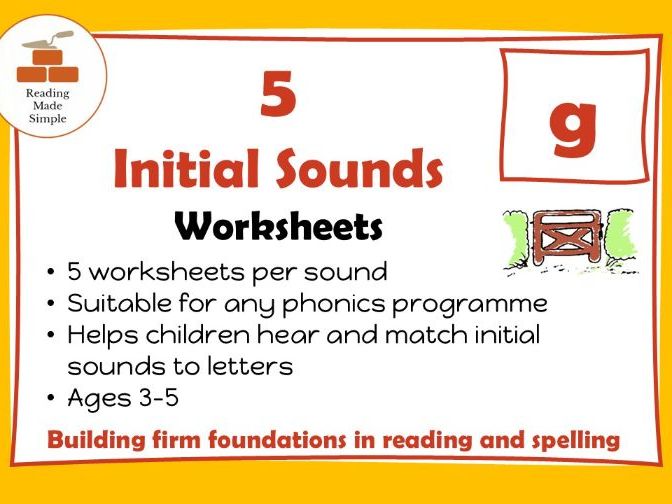 Gg Initial Sounds | 5 Worksheets