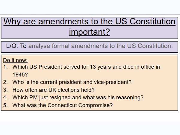 AQA US Government Amendments to the US Constitution
