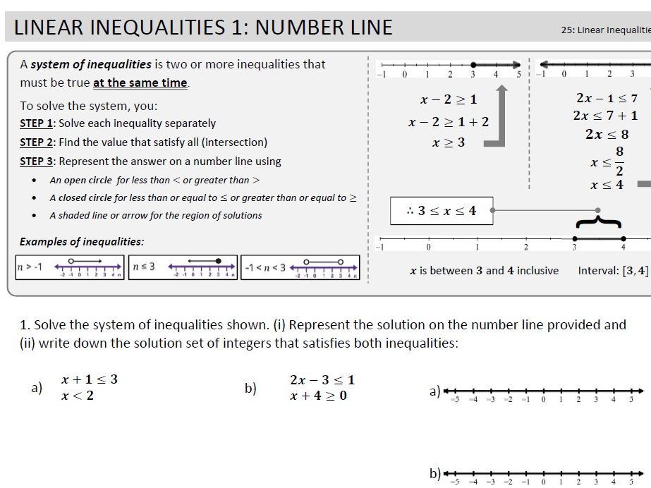 Inequalities - Number Lines