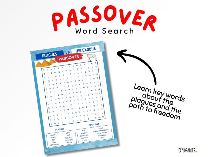 Passover Word Search for Kids Plagues Freedom Key Words Activities For Children Feast Day Holiday
