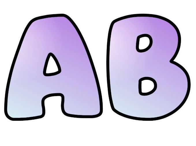 White Purple Gradient Art Classroom Display | Lettering Set | Upper & Lowercase, 0-9 and Signs