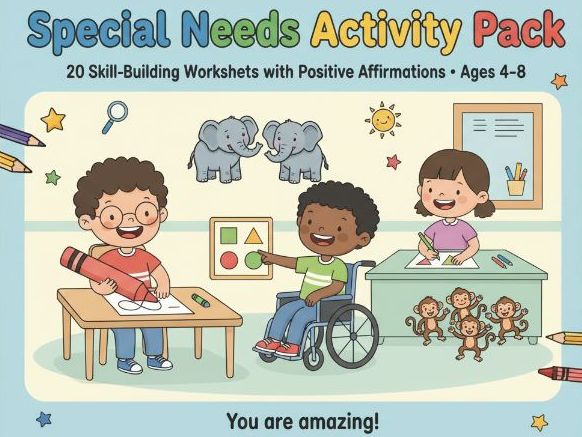 20 Skill-Building Worksheets with Positive Affirmations • Ages 4–8.