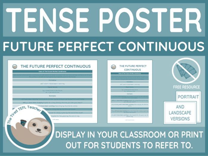 ESL Tense Poster - The Future Perfect Continuous