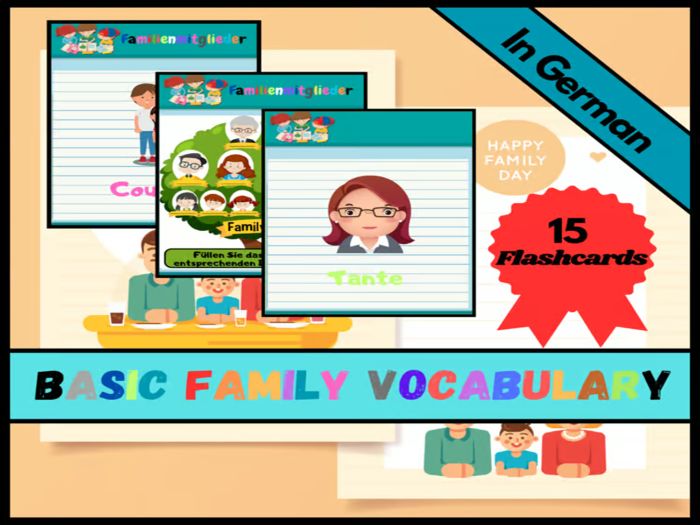 German Family Members Flashcards : Worksheet, For Special Education
