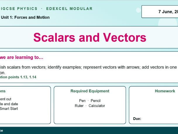 IGCSE Physics: Scalars and Vectors | Edexcel Modular | Unit 1 | L2