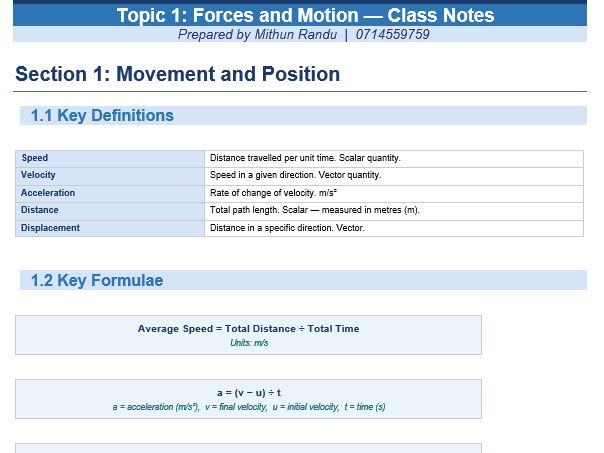 Forces and Motion_Edexcel_IGCSE