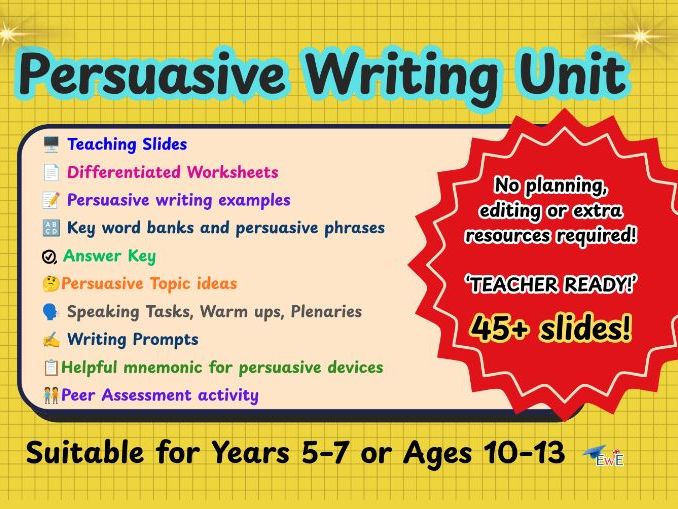 Persuasive Writing Made Easy, Power Pack: Teacher-Ready Slides & Worksheets (KS2/Years 5–7)