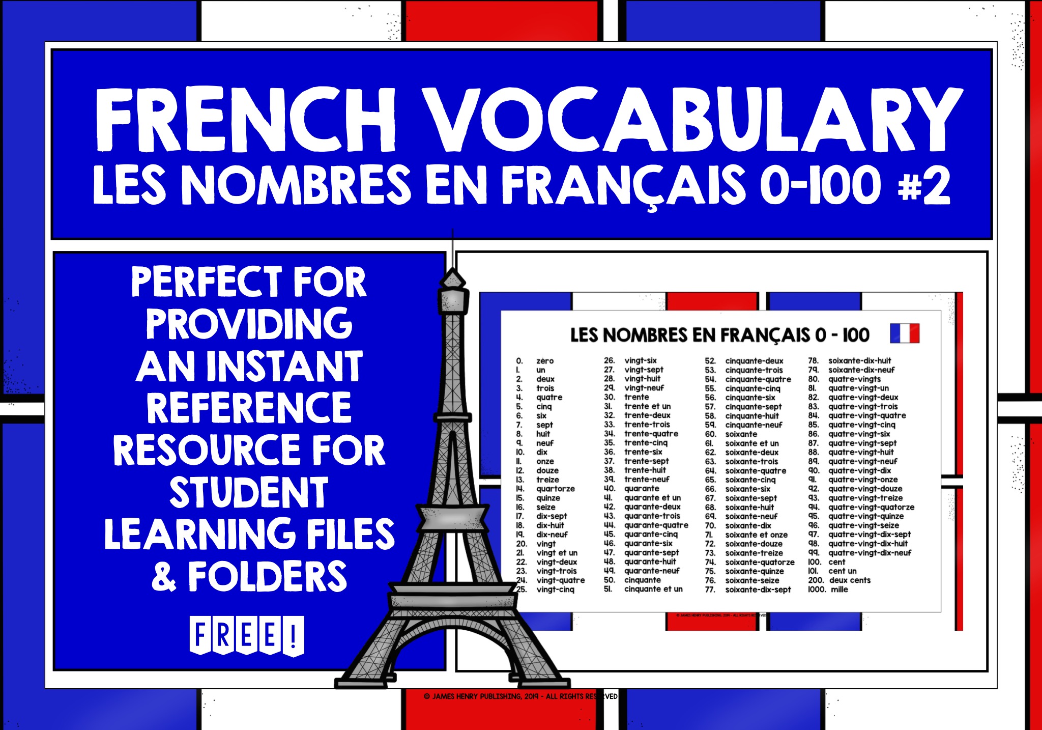 FRENCH NUMBERS 0100 REFERENCE LIST 2 Teaching Resources