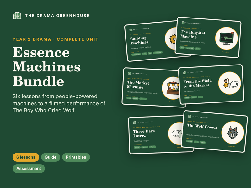 Year 2 Drama Bundle: Essence Machines and The Boy Who Cried Wolf (6 Lessons, KS1)