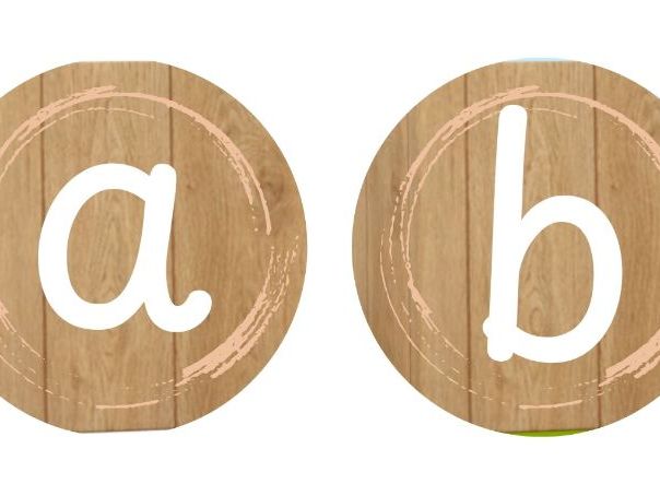 Wood Effect Uppercase and Lowercase Lettering