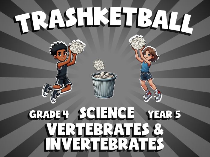 Vertebrates & Invertebrates TRASHKETBALL Science Game | No-Prep Year 5 Review Activity