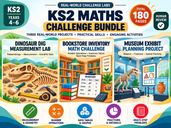 KS2 Maths Real-World Challenge Bundle  Years 4–6  180 Pages  Measurement, Fractions, Data & Problem