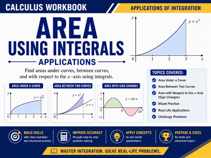 Area Using Integrals Worksheets & Answers