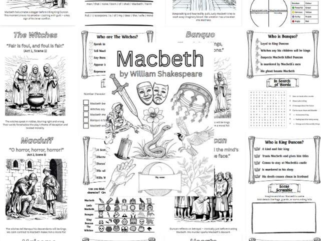 Macbeth Colouring and Activity Booklet | SEND & Low Ability Learners | KS3–GCSE Support