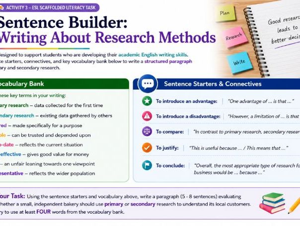 Cambridge AS Level Business - 3.2.2 Primary research and secondary research