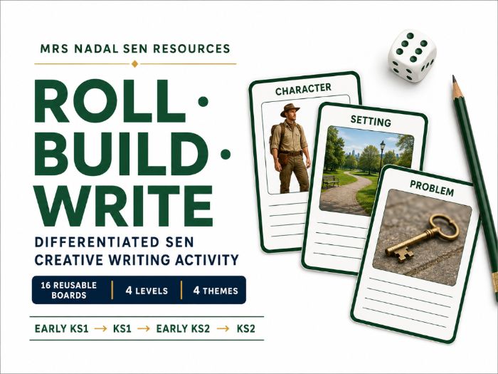 Roll, Build, Write | Differentiated SEN Creative Writing Activity | 4 Levels