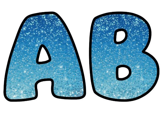 Shiny Glitter Art Sky Blue Classroom Display | Lettering Set | Whole Alphabet A-Z and 0-9