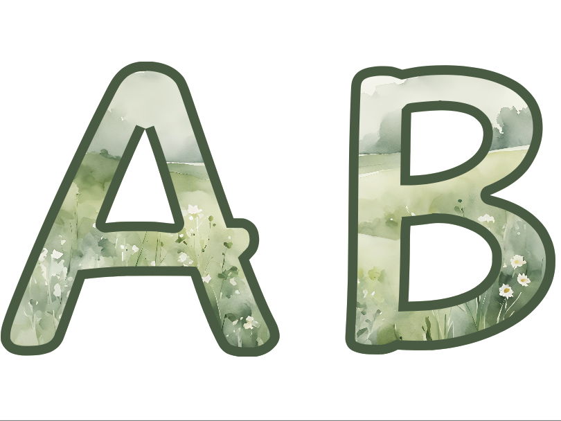 Green Floral Display Lettering