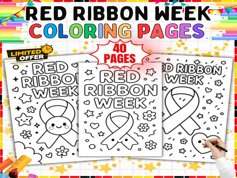 Drug Free Coloring Pages | 40 Sheets | Red Ribbon Week Activity for Class