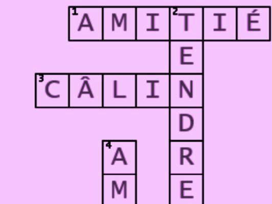 mots croisés thème de la saint valentu