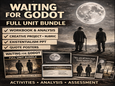 Waiting for Godot Unit Bundle | Workbook, Project, Existentialism PPT & Posters