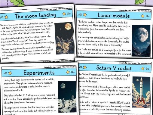 The Moon Landing - Flashcards | Space Exploration | Apollo 11 & Key ...
