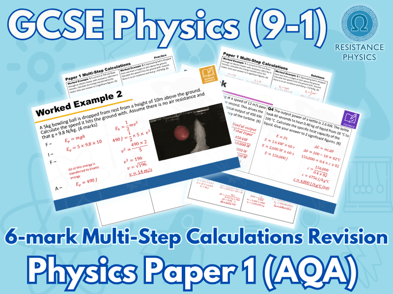 GCSE Physics Paper 1 Revision | Multi-Step Calculations Worksheet | Energy, Electricity & Particles
