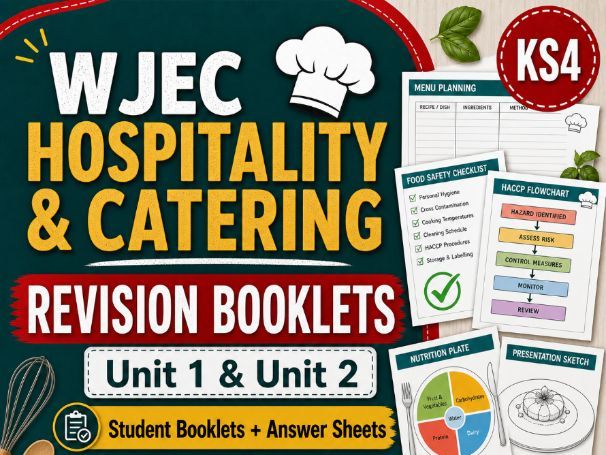 Hospitality and Catering Revision Booklets | Unit 1 and Unit 2 | Student Booklets and Answer Sheets