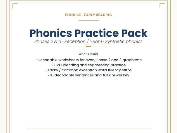Phonics Practice Pack - Phases 2 and 3