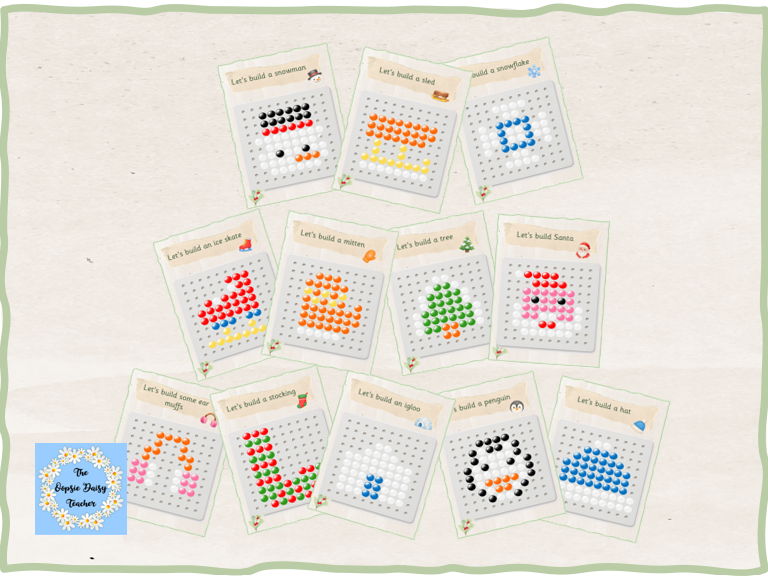 Peg Board Challenge Cards - Winter (Natural Theme)