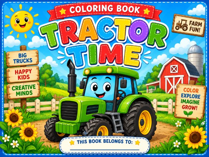Tractor Coloring Book for Kids | Farm Tractor Coloring Pages | Kindergarten to 3rd Grade