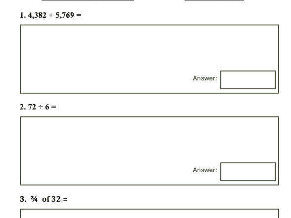 Maths Worksheet 1 – Year 5 & Year 6 - mix of topics