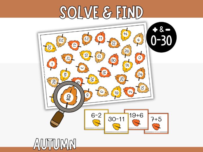 Solve & Find - Autumn Addition & Subtraction Within 30