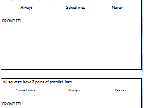 Shape, parallel lines, perpendicular lines, prove it assessment statements KS 2