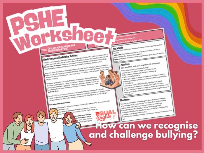 PSHE Cover Worksheet Bullying