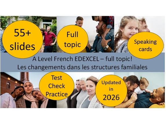 EDEXCEL A Level French – Les changements dans les structures familiales FULL TOPIC