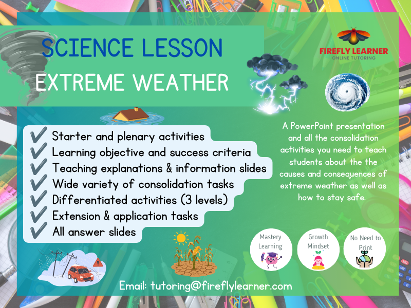 Extreme Weather Lesson PowerPoint + Consolidation Activities