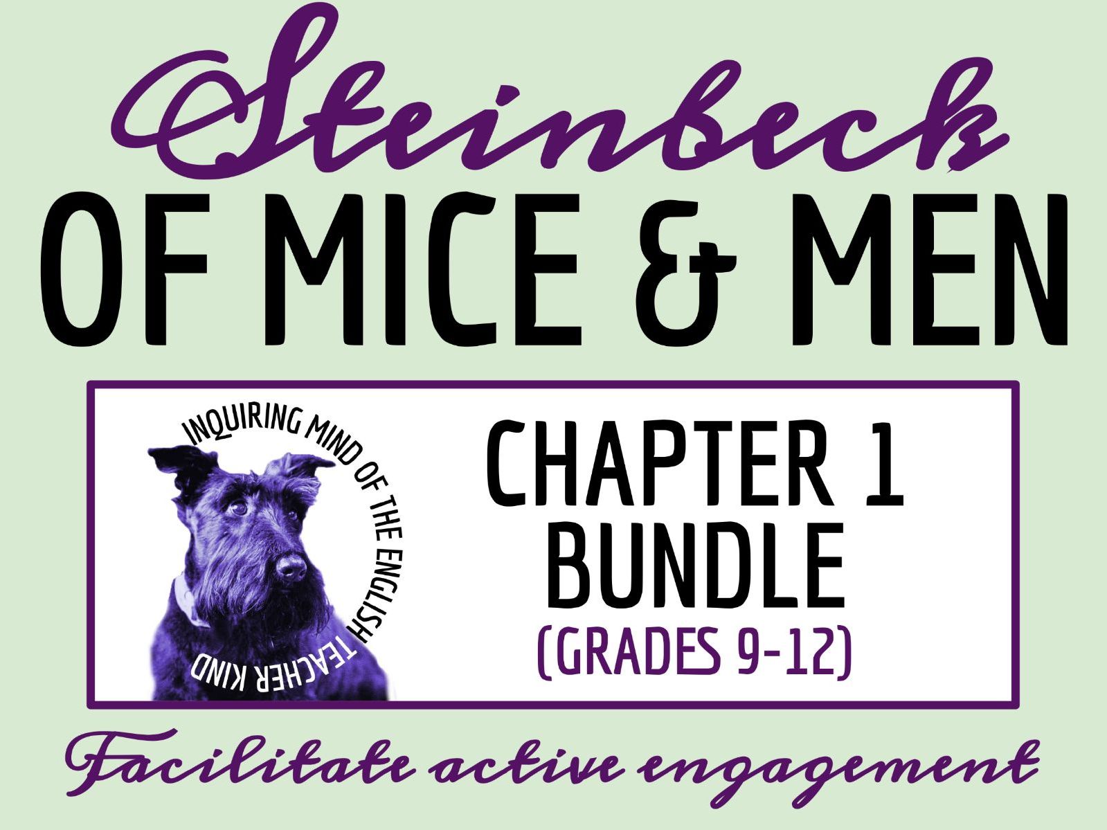 Of Mice and Men Chapter 1 Quiz, Close Reading Analysis Worksheet, and Vocabulary Activities