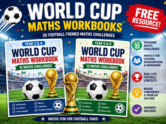 World Cup Maths Workbooks Bundle | Years 3–6 | 20 Football-Themed Maths Challenges