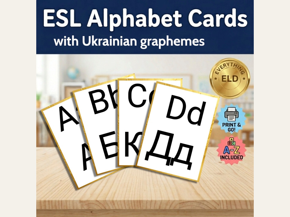 Ukrainian-English EAL Alphabet Letter Cards