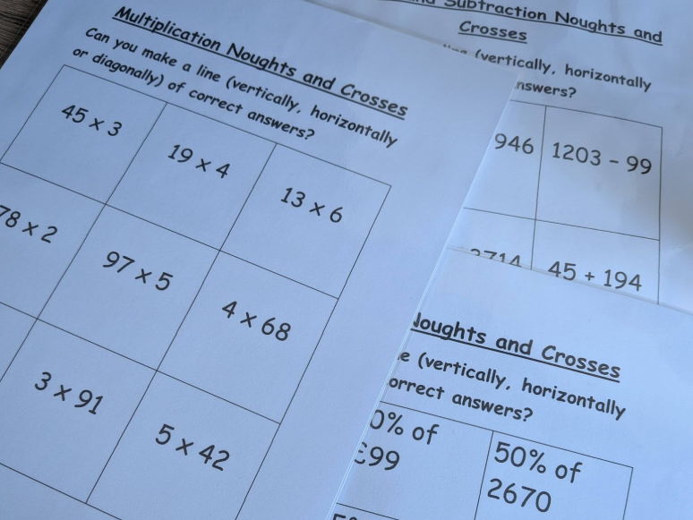 Noughts and Crosses Maths Puzzles - Five Activities