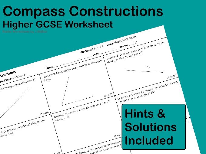 GCSE Maths Worksheet: Compass Constructions - Higher Tier