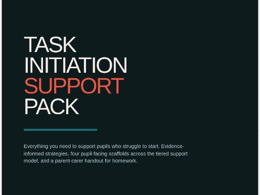 Task Initiation Support Pack | ADHD SEND Executive Function Scaffolds | KS2-KS4 + Parent Handout
