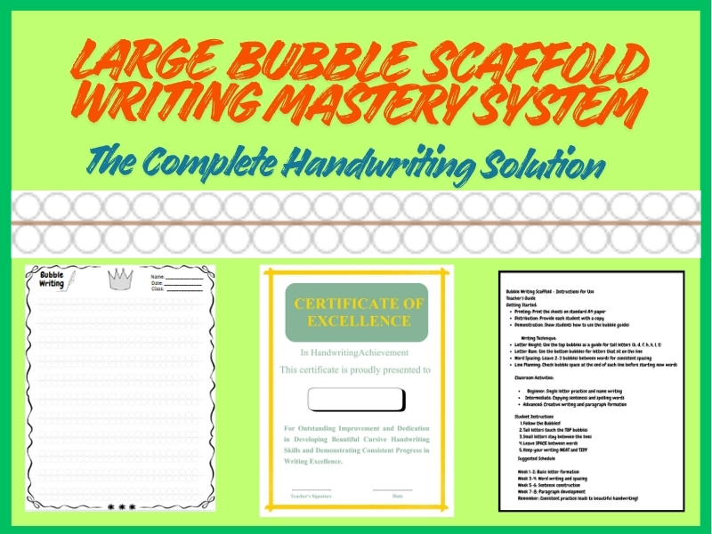 Large Bubble Scaffold Writing System - Enhanced Handwriting Solution | Writing Skills