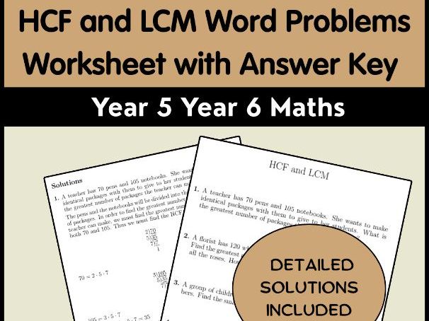 HCF and LCM Word Problems Worksheet with Answer Key | Year 5 Year 6 Maths