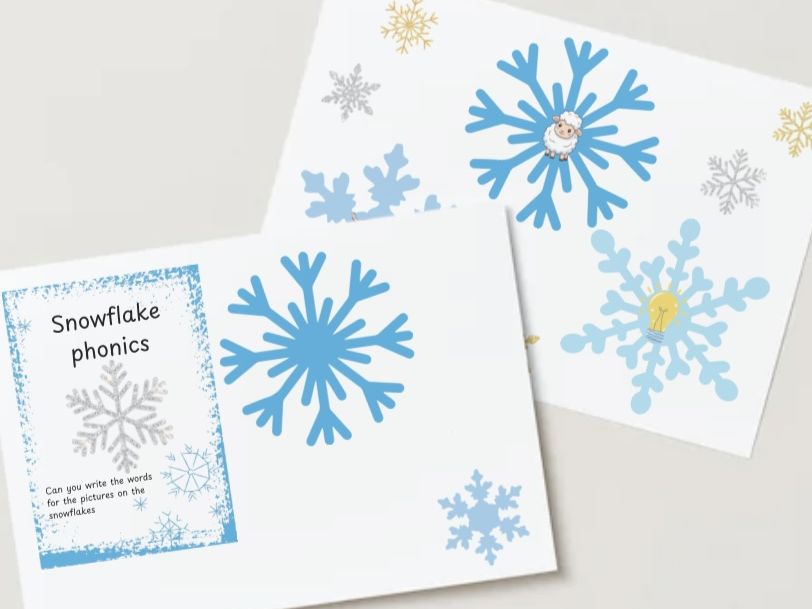 Snow flake phonics- phase 2 and 3 word writing