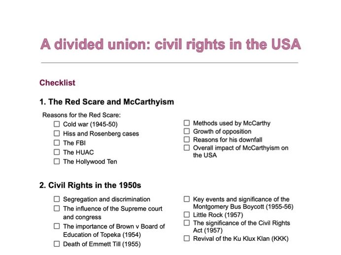 IGCSE Edexcel History - Civil Rights in the USA